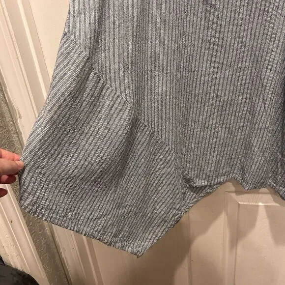 For Cynthia Blue White Vertical Striped Linen Blend Lagenlook‎ Tunic Top 2X - Picture 3 of 7